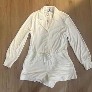 Weworewhat, size small, terry cloth knit romper, white.